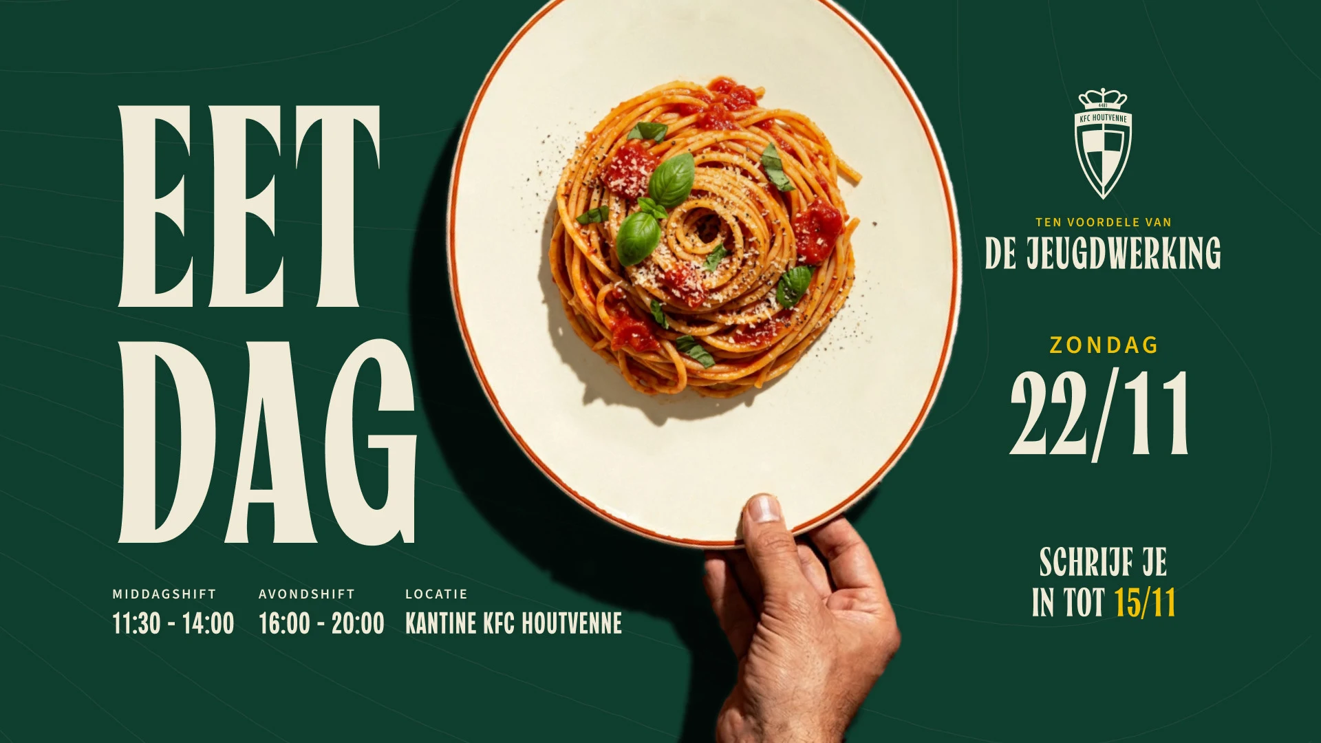 Eetdag KFC Houtvenne op zondag 22 november, ten voordele van de jeugdwerking